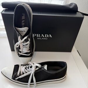 Prada Monochrome Canvas Sneakers